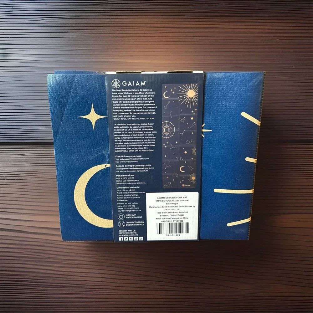 New Gaiam Yoga Mat Folding Travel Exercise Midsummer Nights Celestial Design
